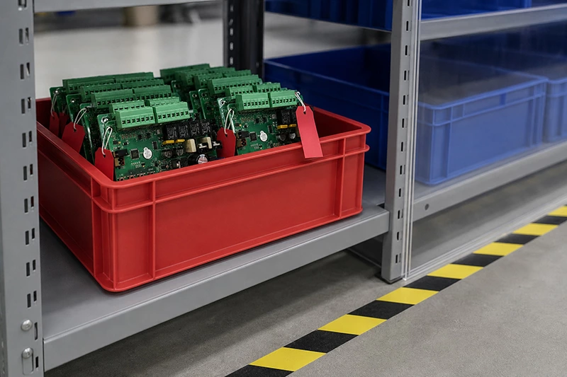 PCBA Tote Box & Tray Colors: What Red, Yellow, Green, Blue and Black Mean