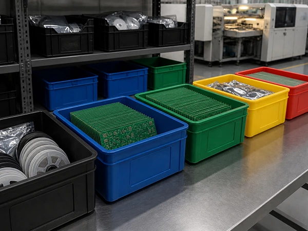 PCBA Tote Box & Tray Colors: What Red, Yellow, Green, Blue and Black Mean